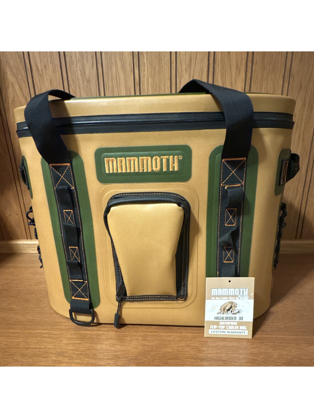 Mammoth Highlander 30qt Soft-Sided Cooler Tan/Green/Black, 72h Insulation